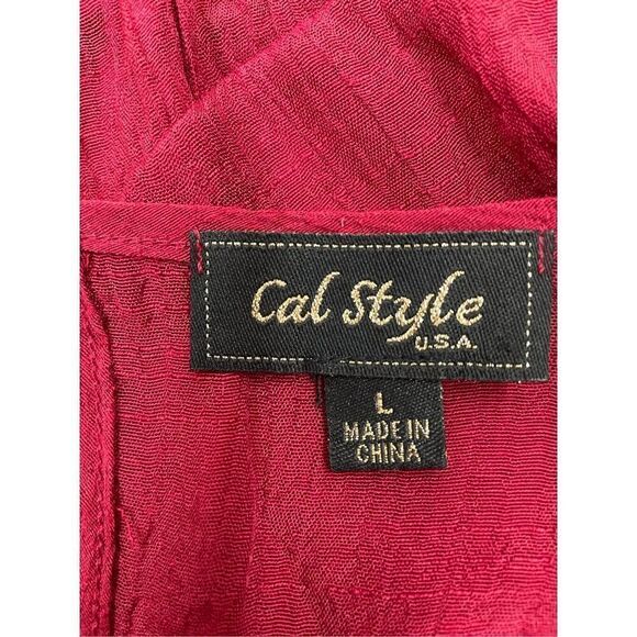 Cal Style Red Long Blouse with 3/4 Sleeve Size Large - Picture 4 of 7